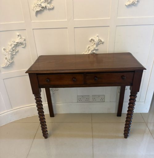 ANTIQUE GEORGIAN MAHOGANY SIDE TABLE WITH BARLEY TWIST LEGS