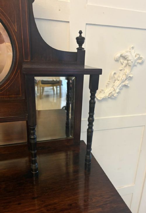ANTIQUE EDWARDIAN SATINWOOD INLAID MAHOGANY DISPLAY CABINET WITH MIRROR BACK - ADDITIONAL PHOTO 4