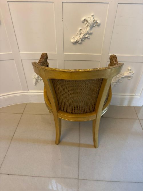 ANTIQUE PAIR OF FRENCH GILTWOOD BERGERE ARMCHAIRS - ADDITIONAL PHOTO 5