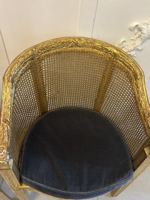 ANTIQUE PAIR OF FRENCH GILTWOOD BERGERE ARMCHAIRS - ADDITIONAL PHOTO 6