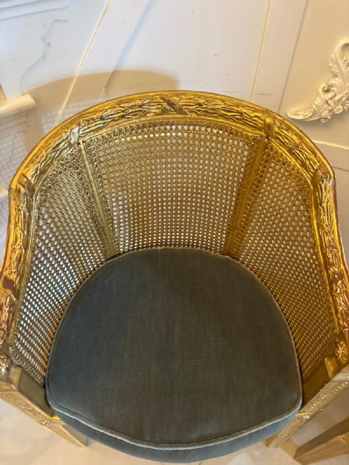 ANTIQUE PAIR OF FRENCH GILTWOOD BERGERE ARMCHAIRS - ADDITIONAL PHOTO 12