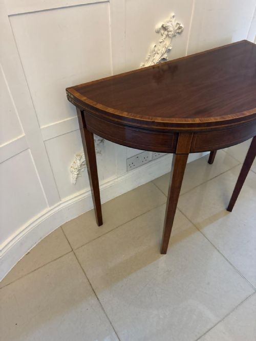 ANTIQUE GEORGIAN MAHOGANY DEMI LUNE CONSOLE TABLE FOLD OVER CARD TABLE GAMES TABLE - ADDITIONAL PHOTO 10