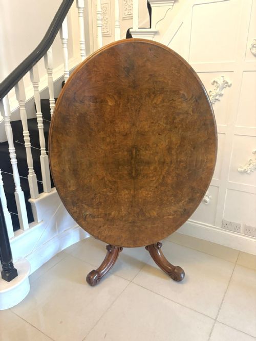 ANTIQUE VICTORIAN BURR WALNUT CARVED CENTRE TABLE DINING TABLE