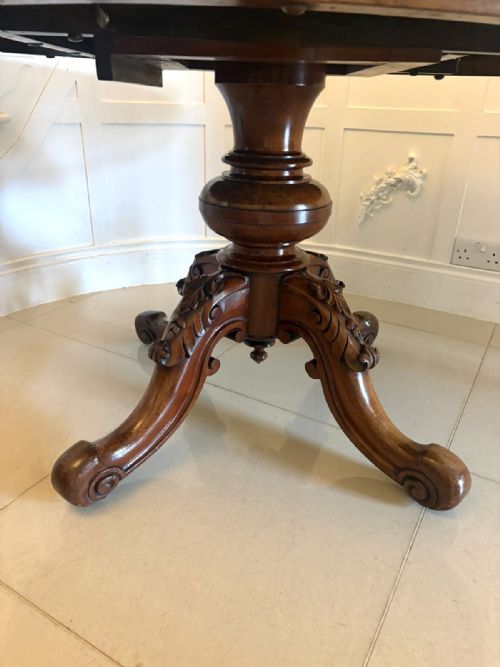 ANTIQUE VICTORIAN BURR WALNUT CARVED CENTRE TABLE DINING TABLE - ADDITIONAL PHOTO 7