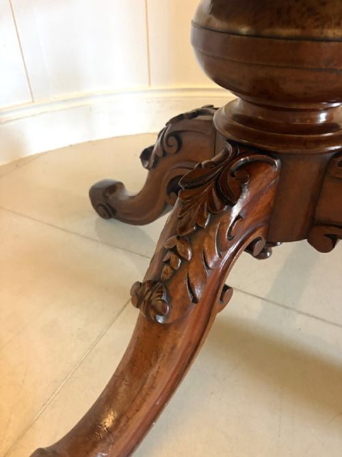 ANTIQUE VICTORIAN BURR WALNUT CARVED CENTRE TABLE DINING TABLE - ADDITIONAL PHOTO 8