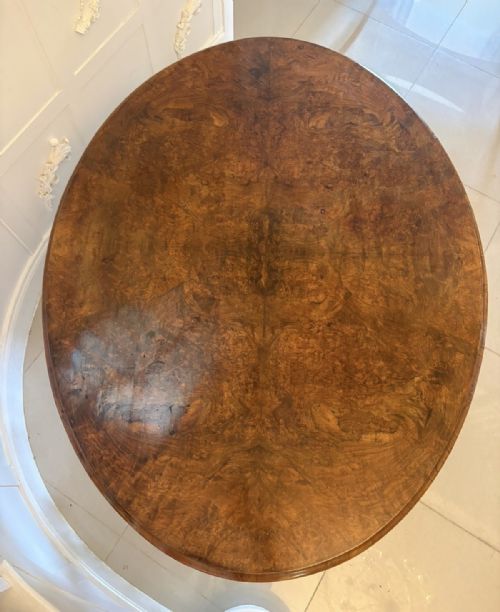 ANTIQUE VICTORIAN BURR WALNUT CARVED CENTRE TABLE DINING TABLE - ADDITIONAL PHOTO 9
