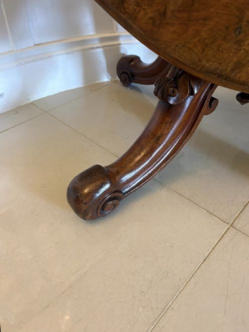 ANTIQUE VICTORIAN BURR WALNUT CARVED CENTRE TABLE DINING TABLE - ADDITIONAL PHOTO 11