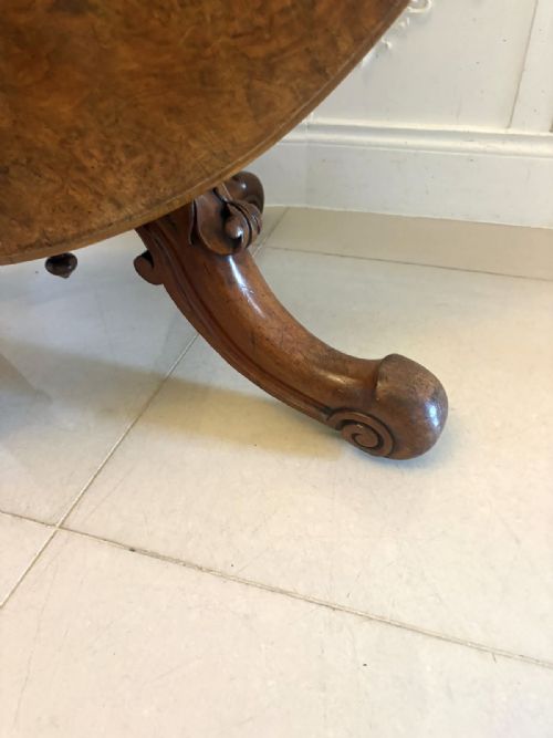 ANTIQUE VICTORIAN BURR WALNUT CARVED CENTRE TABLE DINING TABLE - ADDITIONAL PHOTO 12