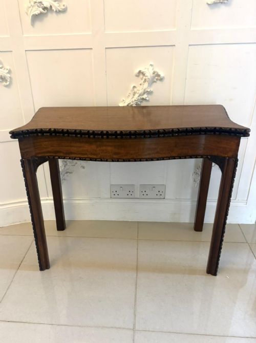 ANTIQUE GEORGIAN CHIPPENDALE MAHOGANY SERPENTINE CONSOLE CARD TABLE