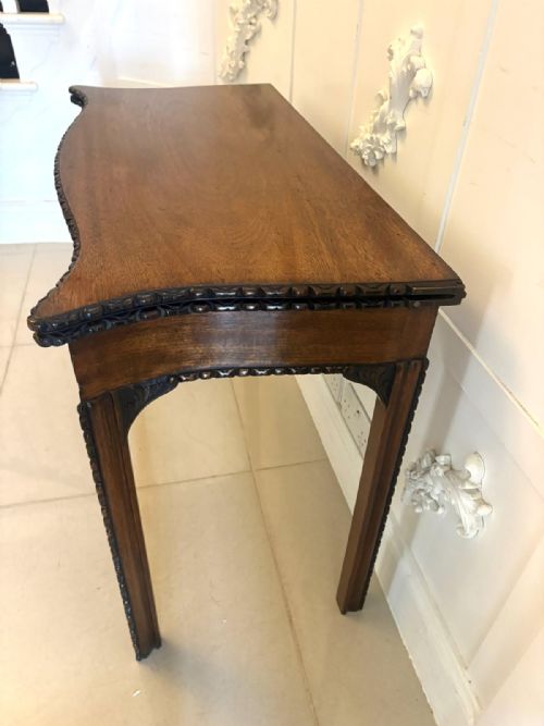 ANTIQUE GEORGIAN CHIPPENDALE MAHOGANY SERPENTINE CONSOLE CARD TABLE - ADDITIONAL PHOTO 2