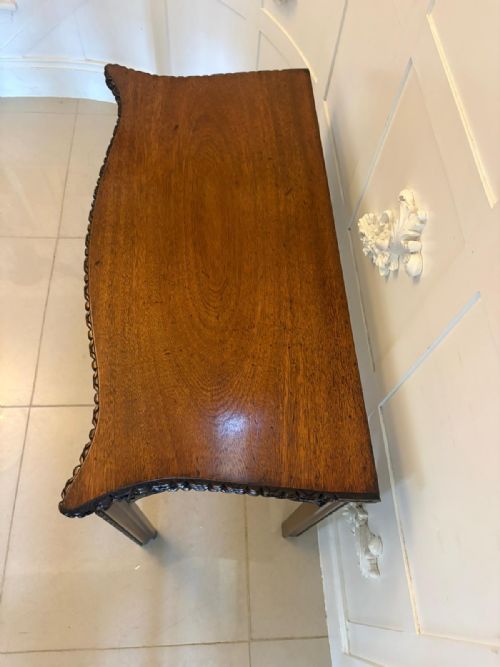ANTIQUE GEORGIAN CHIPPENDALE MAHOGANY SERPENTINE CONSOLE CARD TABLE - ADDITIONAL PHOTO 5