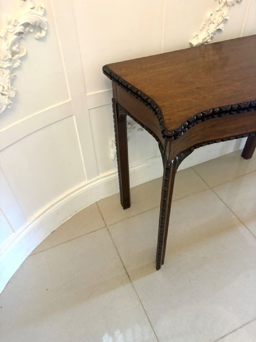 ANTIQUE GEORGIAN CHIPPENDALE MAHOGANY SERPENTINE CONSOLE CARD TABLE - ADDITIONAL PHOTO 6
