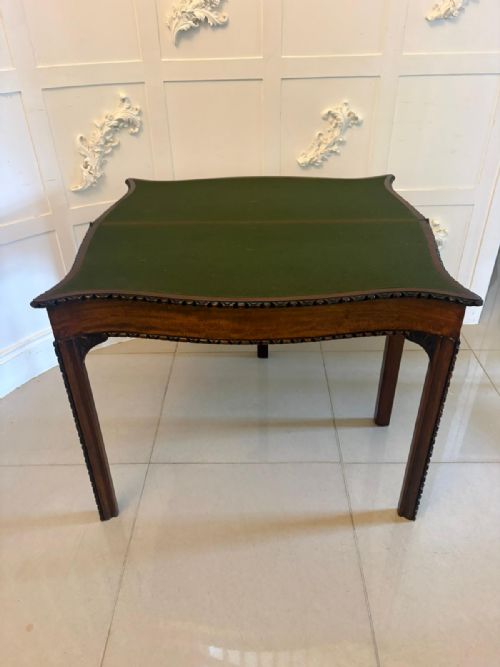 ANTIQUE GEORGIAN CHIPPENDALE MAHOGANY SERPENTINE CONSOLE CARD TABLE - ADDITIONAL PHOTO 8