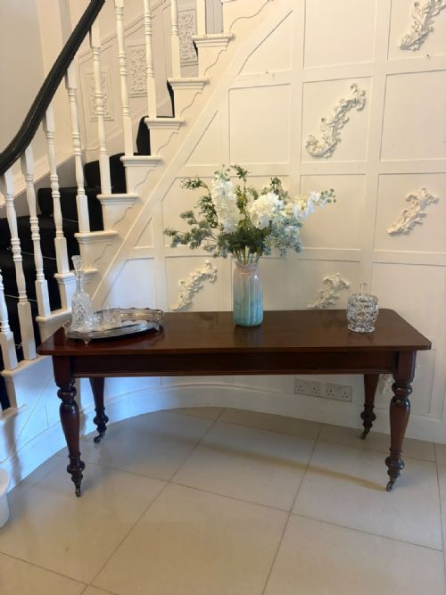 ANTIQUE VICTORIAN FIGURED MAHOGANY HALL CONSOLE TABLE - ADDITIONAL PHOTO 3