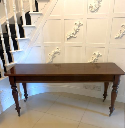 ANTIQUE VICTORIAN FIGURED MAHOGANY HALL CONSOLE TABLE