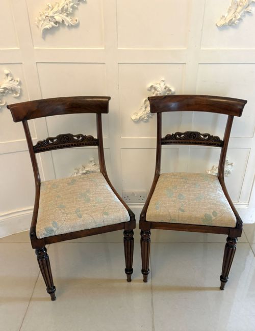 ANTIQUE ENGLISH REGENCY PAIR ROSEWOOD SIDE CHAIRS
