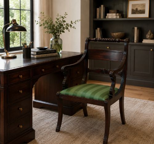 ANTIQUE REGENCY MAHOGANY DESK CHAIR - ADDITIONAL PHOTO 1