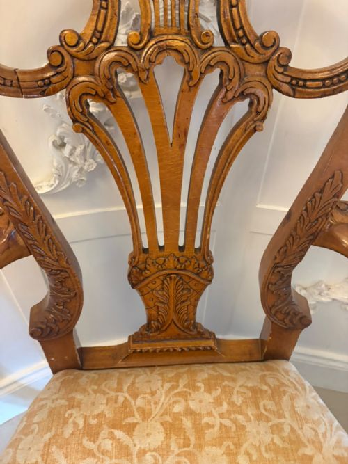 ANTIQUE PAIR OF CARVED WALNUT DESK ARMCHAIRS - ADDITIONAL PHOTO 21
