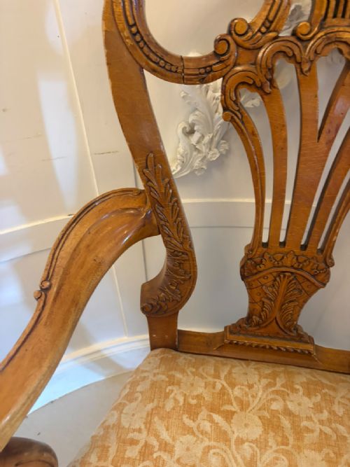 ANTIQUE PAIR OF CARVED WALNUT DESK ARMCHAIRS - ADDITIONAL PHOTO 5