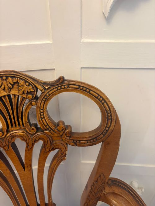 ANTIQUE PAIR OF CARVED WALNUT DESK ARMCHAIRS - ADDITIONAL PHOTO 6