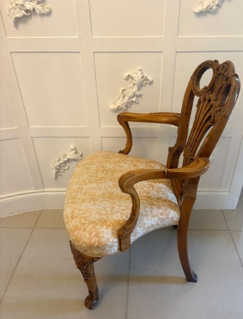 ANTIQUE PAIR OF CARVED WALNUT DESK ARMCHAIRS - ADDITIONAL PHOTO 8