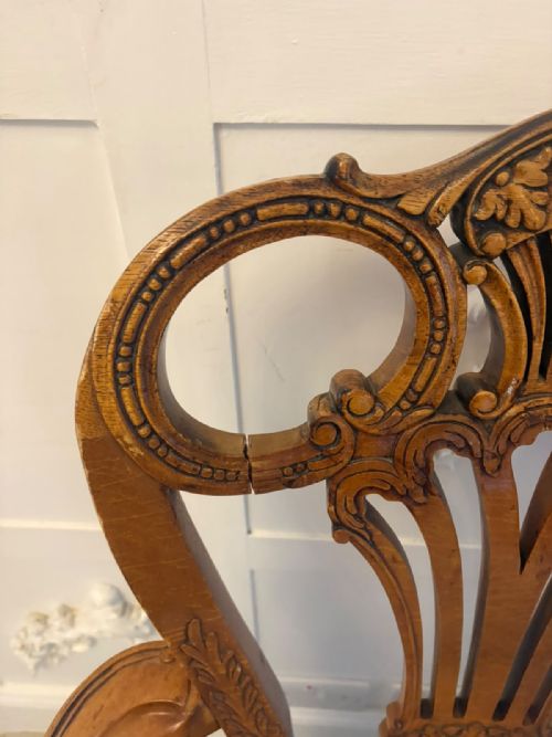 ANTIQUE PAIR OF CARVED WALNUT DESK ARMCHAIRS - ADDITIONAL PHOTO 9