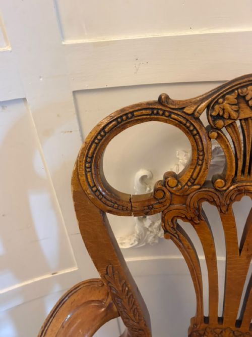 ANTIQUE PAIR OF CARVED WALNUT DESK ARMCHAIRS - ADDITIONAL PHOTO 14