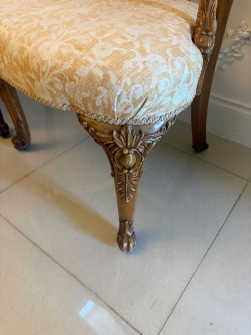 ANTIQUE PAIR OF CARVED WALNUT DESK ARMCHAIRS - ADDITIONAL PHOTO 15