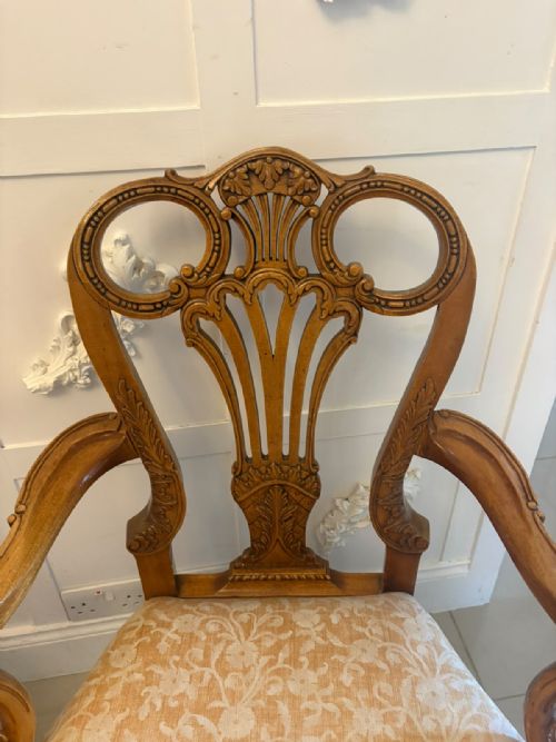 ANTIQUE PAIR OF CARVED WALNUT DESK ARMCHAIRS - ADDITIONAL PHOTO 16