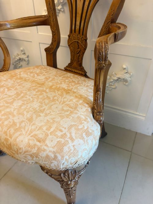 ANTIQUE PAIR OF CARVED WALNUT DESK ARMCHAIRS - ADDITIONAL PHOTO 18