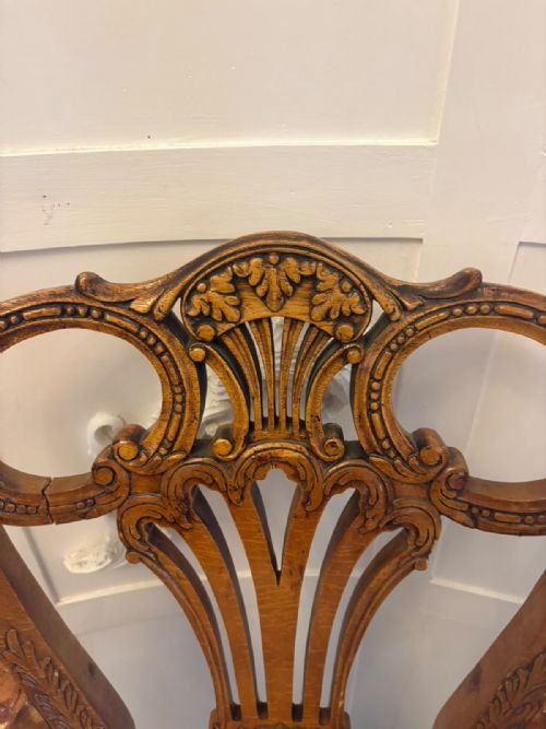 ANTIQUE PAIR OF CARVED WALNUT DESK ARMCHAIRS - ADDITIONAL PHOTO 19