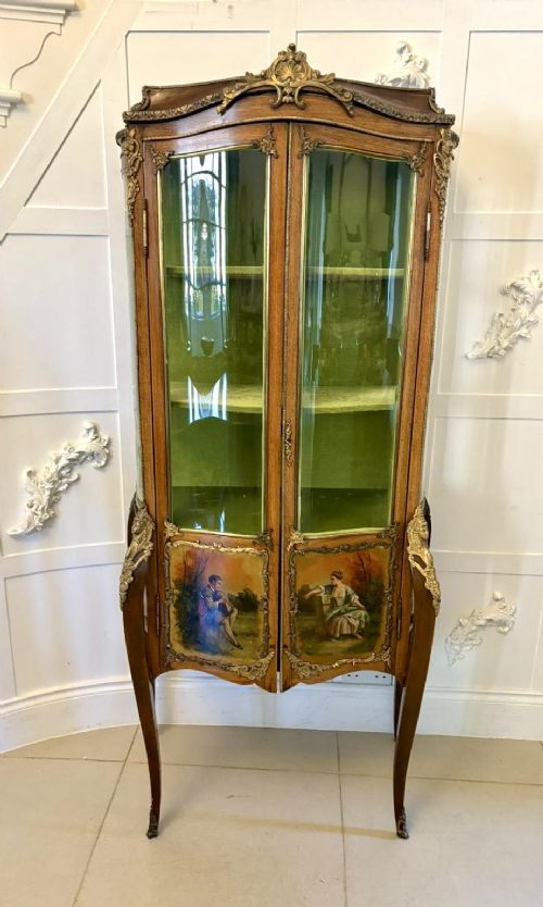 ANTIQUE VICTORIAN QUALITY FRENCH VERNIS MARTIN VITRINEDISPLAY CABINET
