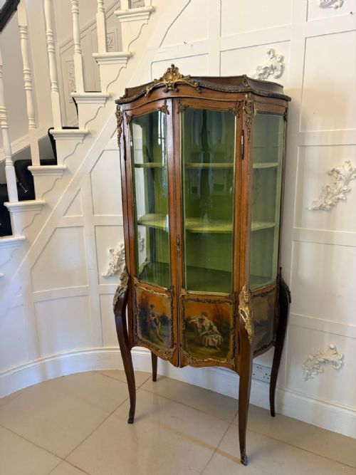 ANTIQUE VICTORIAN QUALITY FRENCH VERNIS MARTIN VITRINEDISPLAY CABINET - ADDITIONAL PHOTO 9