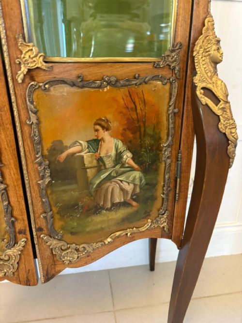 ANTIQUE VICTORIAN QUALITY FRENCH VERNIS MARTIN VITRINEDISPLAY CABINET - ADDITIONAL PHOTO 11