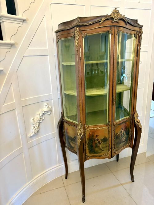 ANTIQUE VICTORIAN QUALITY FRENCH VERNIS MARTIN VITRINEDISPLAY CABINET - ADDITIONAL PHOTO 13