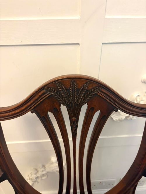 ANTIQUE SET OF 12 MAHOGANY SHIELD BACK DINING CHAIRS 10 DINING CHAIRS 2 CARVERS - ADDITIONAL PHOTO 9