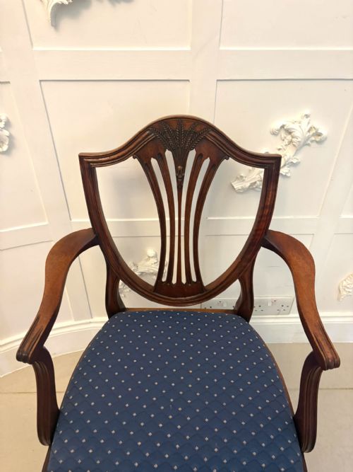 ANTIQUE SET OF 12 MAHOGANY SHIELD BACK DINING CHAIRS 10 DINING CHAIRS 2 CARVERS - ADDITIONAL PHOTO 17