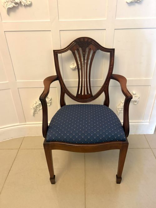 ANTIQUE SET OF 12 MAHOGANY SHIELD BACK DINING CHAIRS 10 DINING CHAIRS 2 CARVERS - ADDITIONAL PHOTO 19