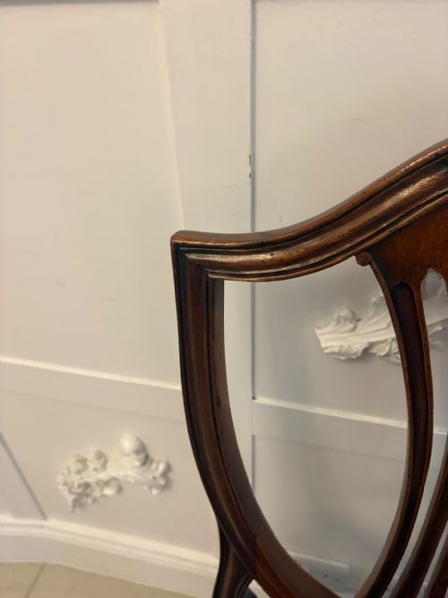 ANTIQUE SET OF 12 MAHOGANY SHIELD BACK DINING CHAIRS 10 DINING CHAIRS 2 CARVERS - ADDITIONAL PHOTO 21