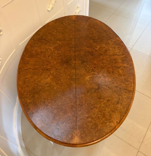 ANTIQUE VICTORIAN BURR WALNUT 6 SEATER OVAL TILTTOP CENTRE DINING TABLE - ADDITIONAL PHOTO 12