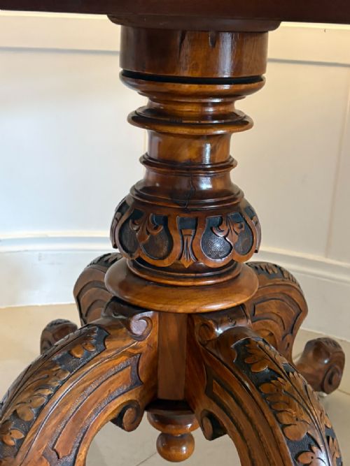 ANTIQUE VICTORIAN BURR WALNUT 6 SEATER OVAL TILTTOP CENTRE DINING TABLE - ADDITIONAL PHOTO 14