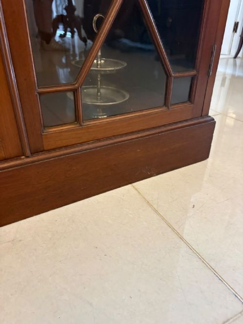 ANTIQUE VICTORIAN MAHOGANY GLAZED BOOKCASE DISPLAY CABINET - ADDITIONAL PHOTO 2