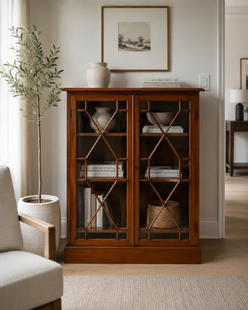 ANTIQUE VICTORIAN MAHOGANY GLAZED BOOKCASE DISPLAY CABINET - ADDITIONAL PHOTO 9