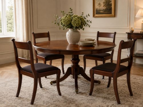 ANTIQUE REGENCY SET OF FOUR MAHOGANY BAR BACK DINING CHAIRS WITH SABRE LEGS - ADDITIONAL PHOTO 1