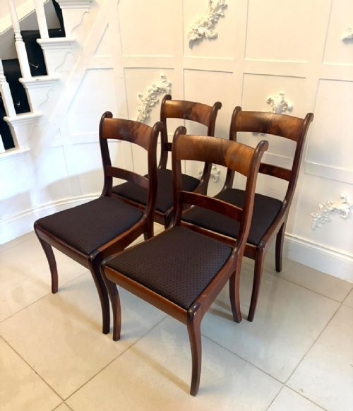 ANTIQUE REGENCY SET OF FOUR MAHOGANY BAR BACK DINING CHAIRS WITH SABRE LEGS - ADDITIONAL PHOTO 8