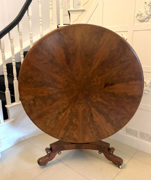 ANTIQUE REGENCY FIGURED MAHOGANY 6 SEATER CIRCULAR TILTTOP DINING CENTRE TABLE
