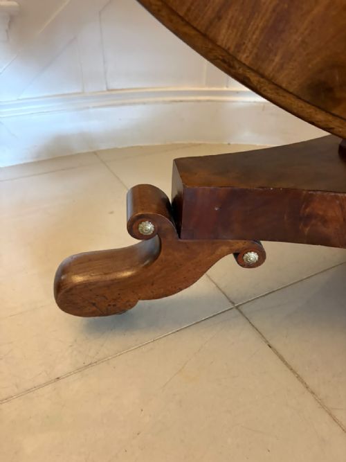 ANTIQUE REGENCY FIGURED MAHOGANY 6 SEATER CIRCULAR TILTTOP DINING CENTRE TABLE - ADDITIONAL PHOTO 5