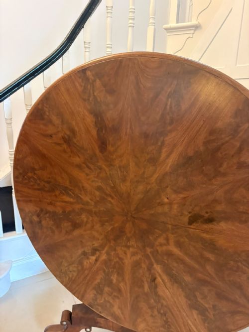 ANTIQUE REGENCY FIGURED MAHOGANY 6 SEATER CIRCULAR TILTTOP DINING CENTRE TABLE - ADDITIONAL PHOTO 6