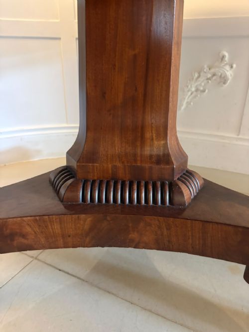 ANTIQUE REGENCY FIGURED MAHOGANY 6 SEATER CIRCULAR TILTTOP DINING CENTRE TABLE - ADDITIONAL PHOTO 11