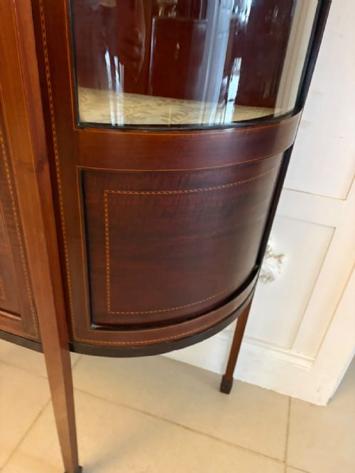 ANTIQUE EDWARDIAN MAHOGANY INLAID BOWENDED DISPLAY CABINET - ADDITIONAL PHOTO 8